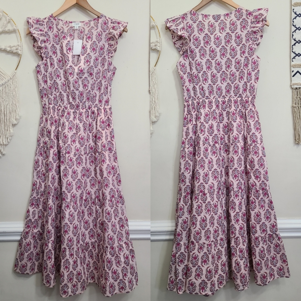 NEW J.Crew Factory Ruffle Sleeve Midi Dress Size 0 - Picture 4 of 6